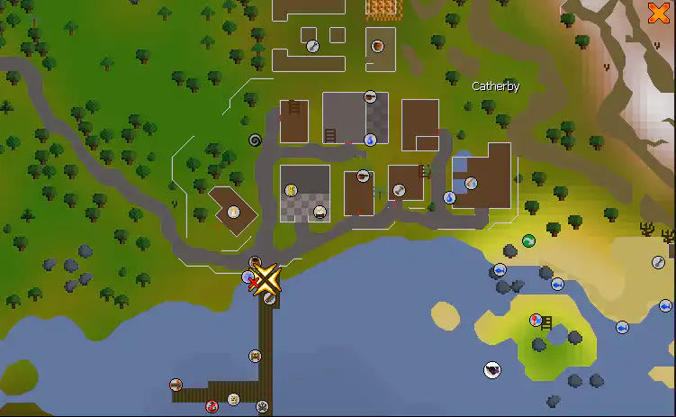 Catherby docks starting location for the Current Affairs quest